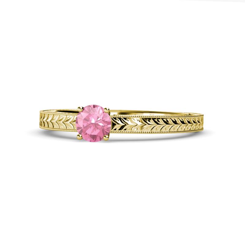 Aine 6.50 mm Round Pink Tourmaline Solitaire Engagement Ring 
