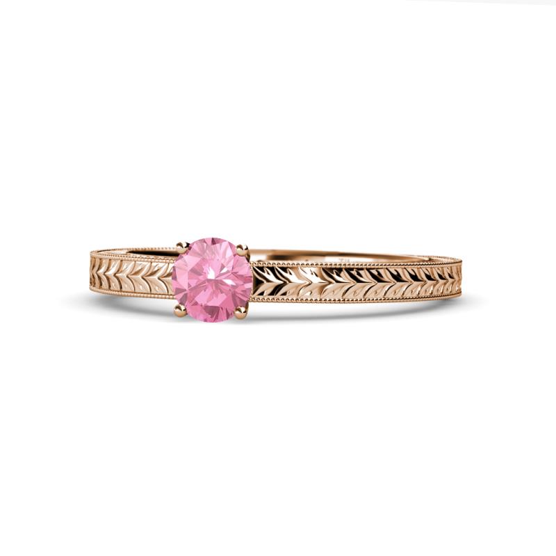 Aine 6.50 mm Round Pink Tourmaline Solitaire Engagement Ring 