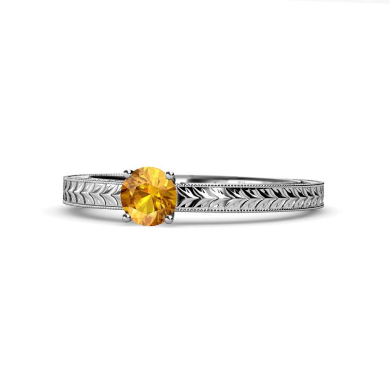 Aine 6.50 mm Round Citrine Solitaire Engagement Ring 