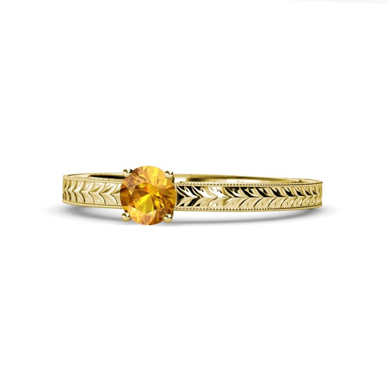 Aine 6.50 mm Round Citrine Solitaire Engagement Ring 