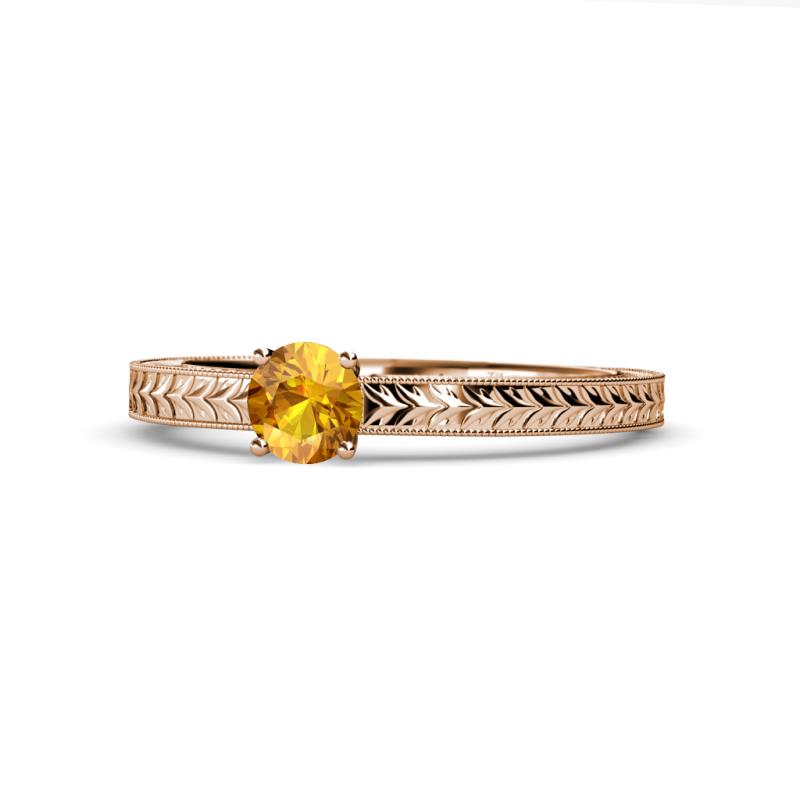 Aine 6.50 mm Round Citrine Solitaire Engagement Ring 