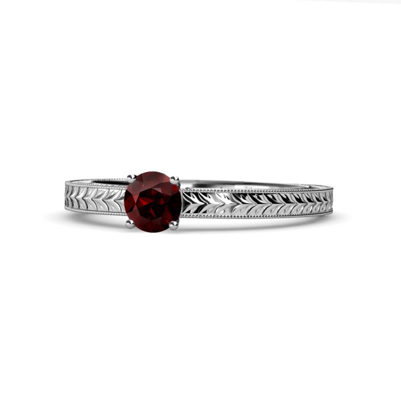 Aine 6.50 mm Round Red Garnet Solitaire Engagement Ring 