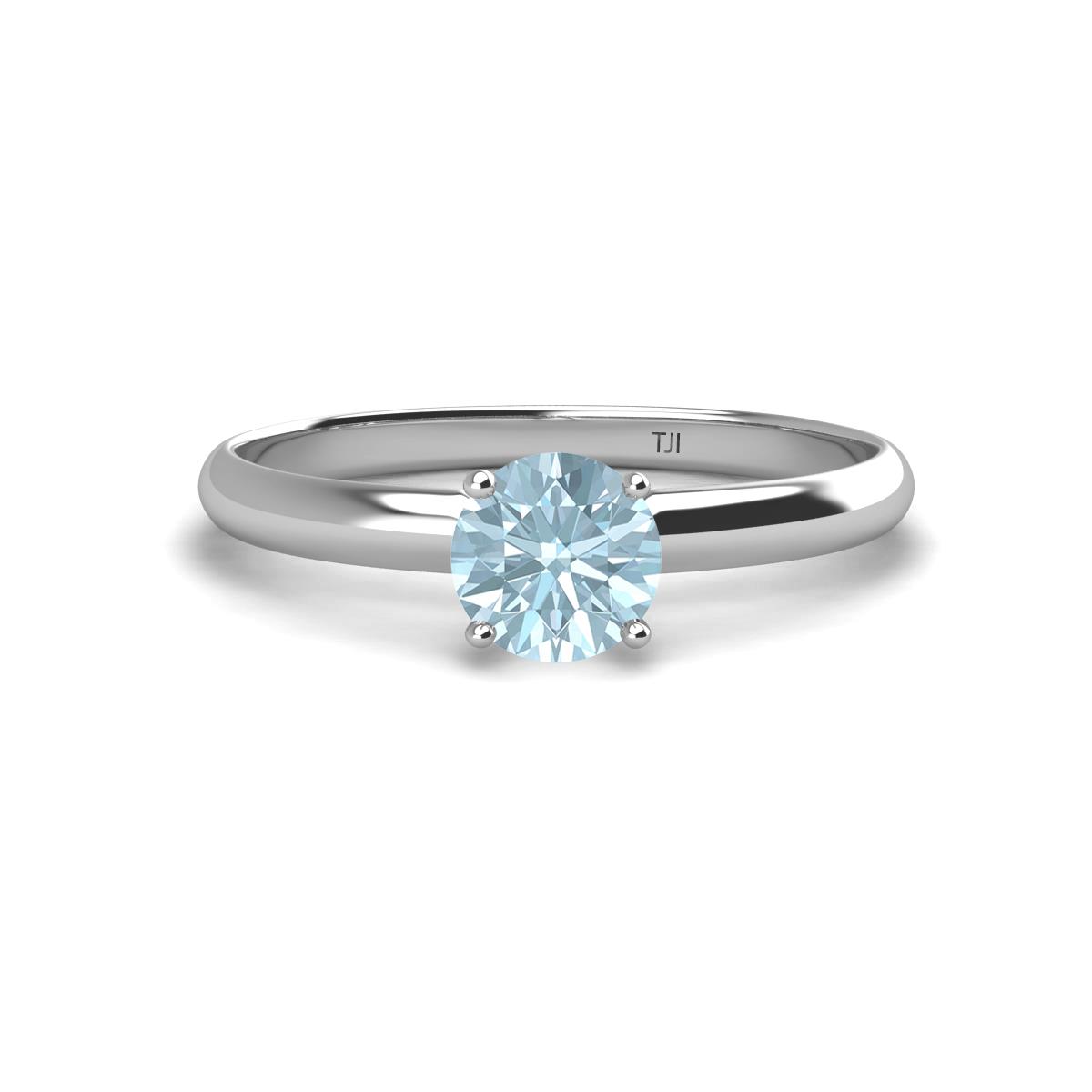 Solus Round Aquamarine Solitaire Engagement Ring  