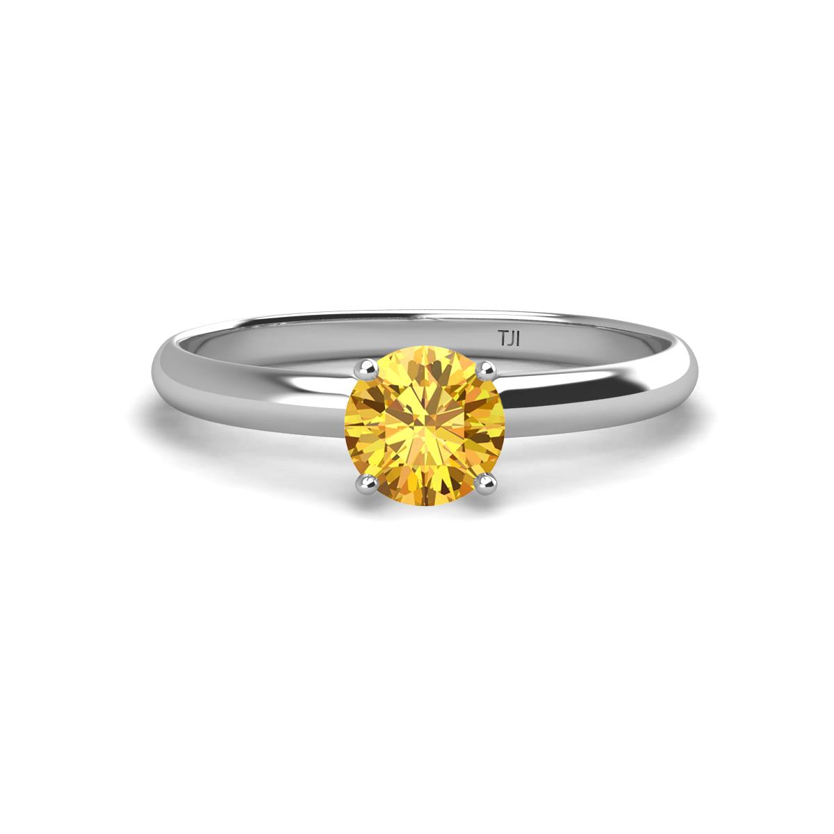 Solus Round Citrine Solitaire Engagement Ring  