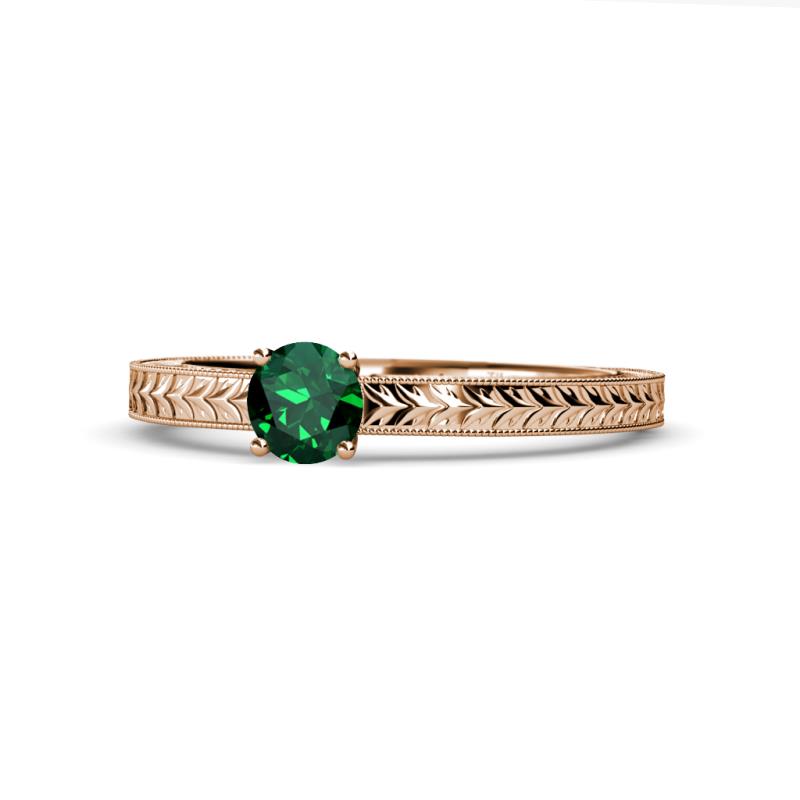 Aine 6.00 mm Round Emerald Solitaire Engagement Ring 
