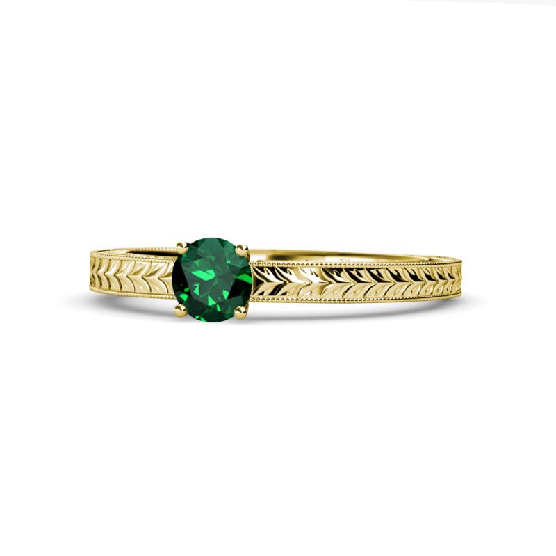 Aine 6.00 mm Round Emerald Solitaire Engagement Ring 