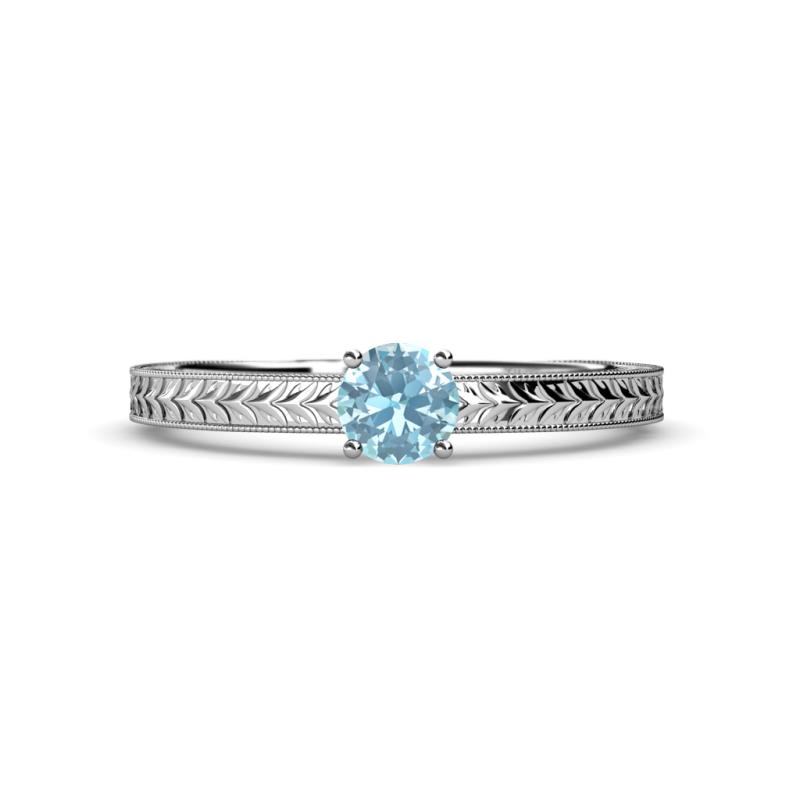 Keona Aquamarine Solitaire Bridal Set Ring 