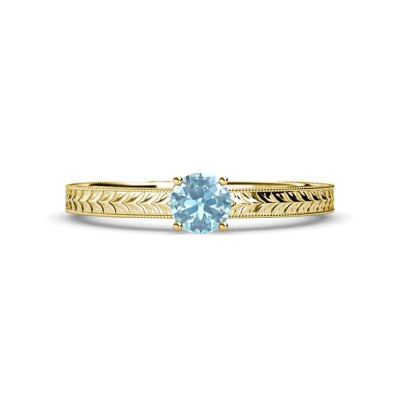 Keona Aquamarine Solitaire Bridal Set Ring 