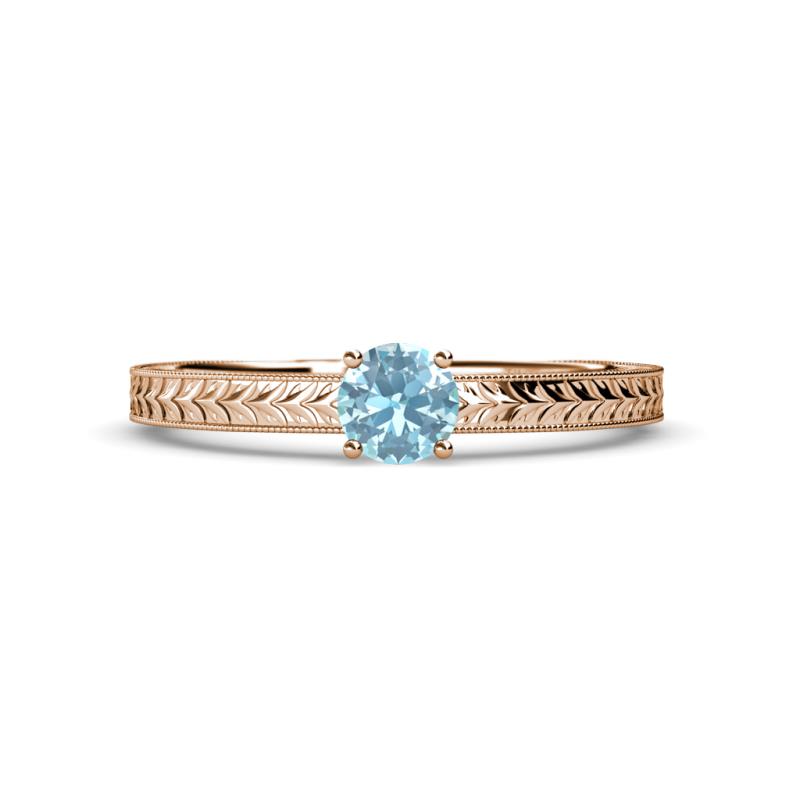 Keona Aquamarine Solitaire Bridal Set Ring 