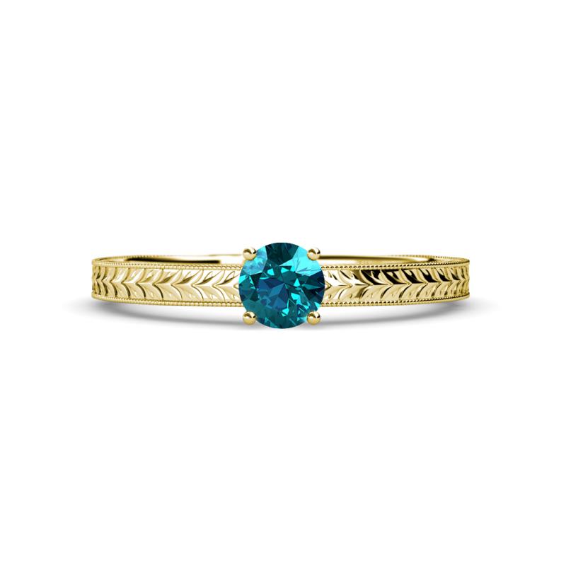 Keona London Blue Topaz Solitaire Bridal Set Ring 