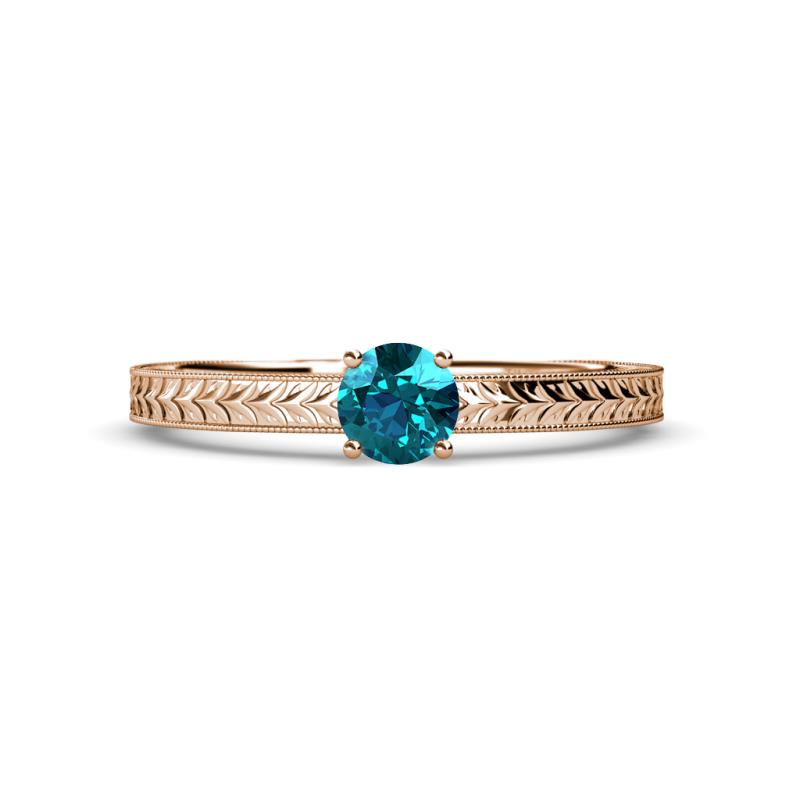 Keona London Blue Topaz Solitaire Bridal Set Ring 