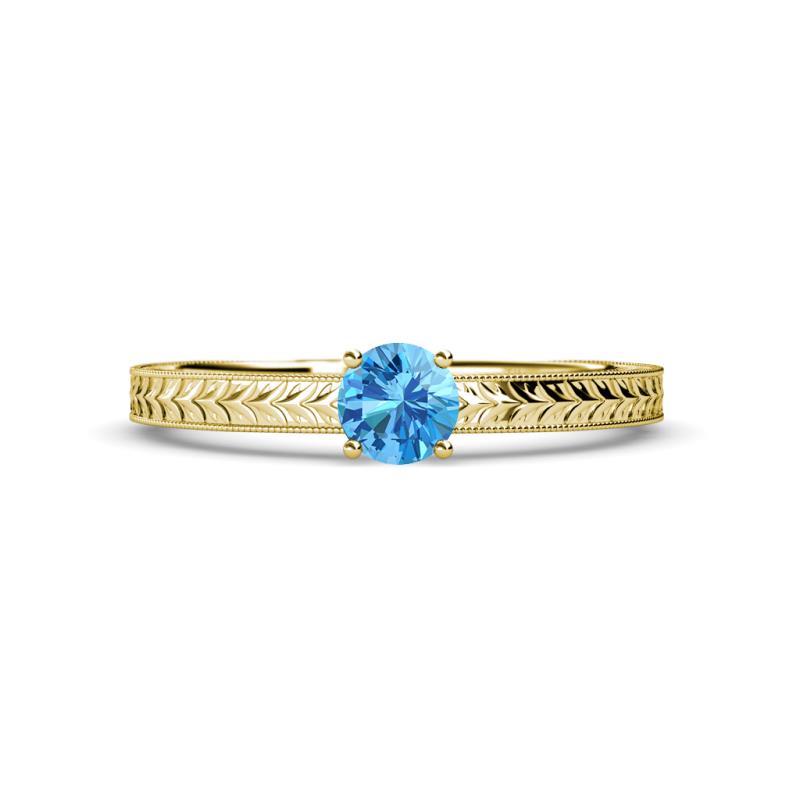 Keona Blue Topaz Solitaire Bridal Set Ring 
