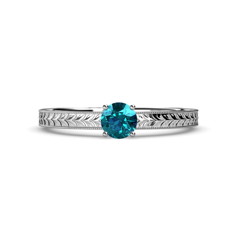 Keona London Blue Topaz Solitaire Bridal Set Ring 