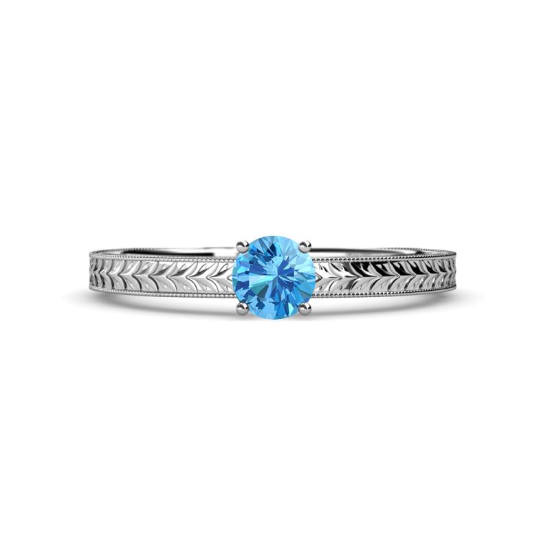 Keona Blue Topaz Solitaire Bridal Set Ring 