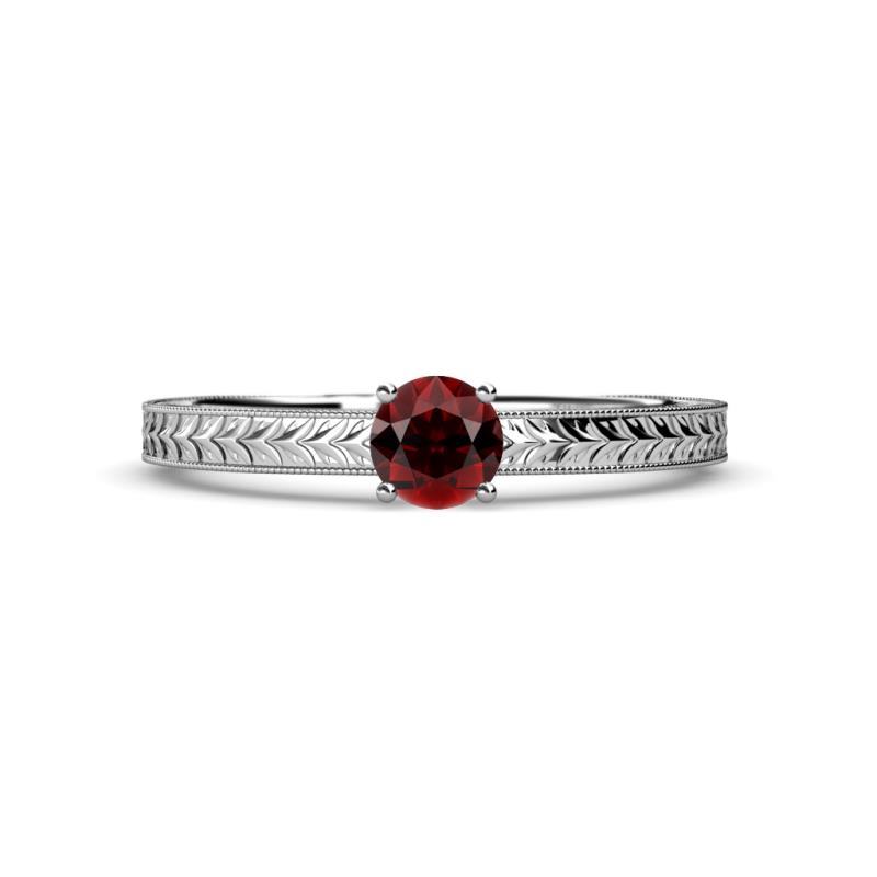 Keona Red Garnet Solitaire Bridal Set Ring 
