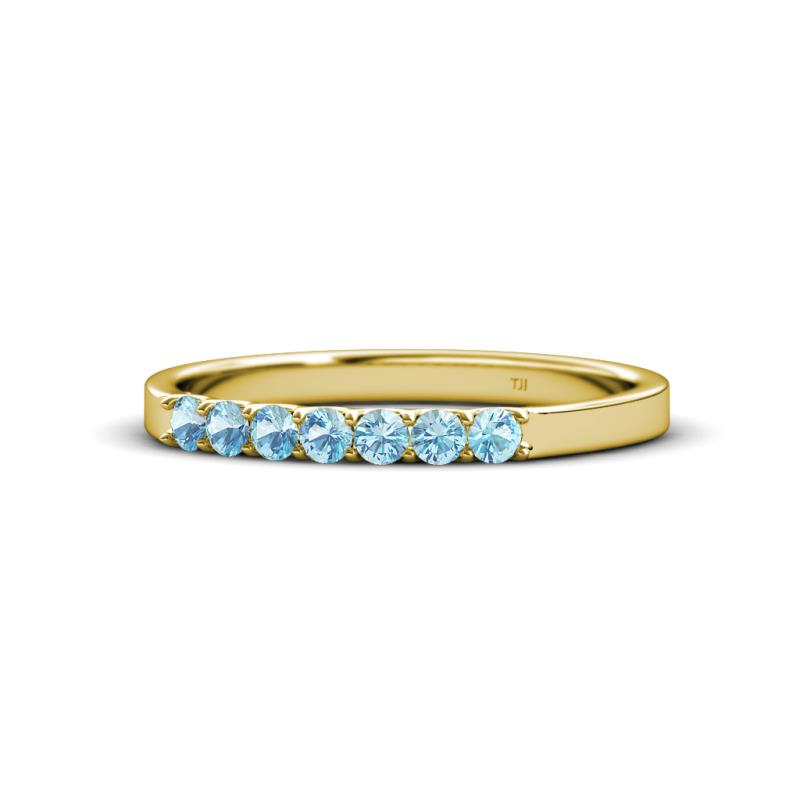 Fiala 2.00 mm Aquamarine 7 Stone Wedding Band 