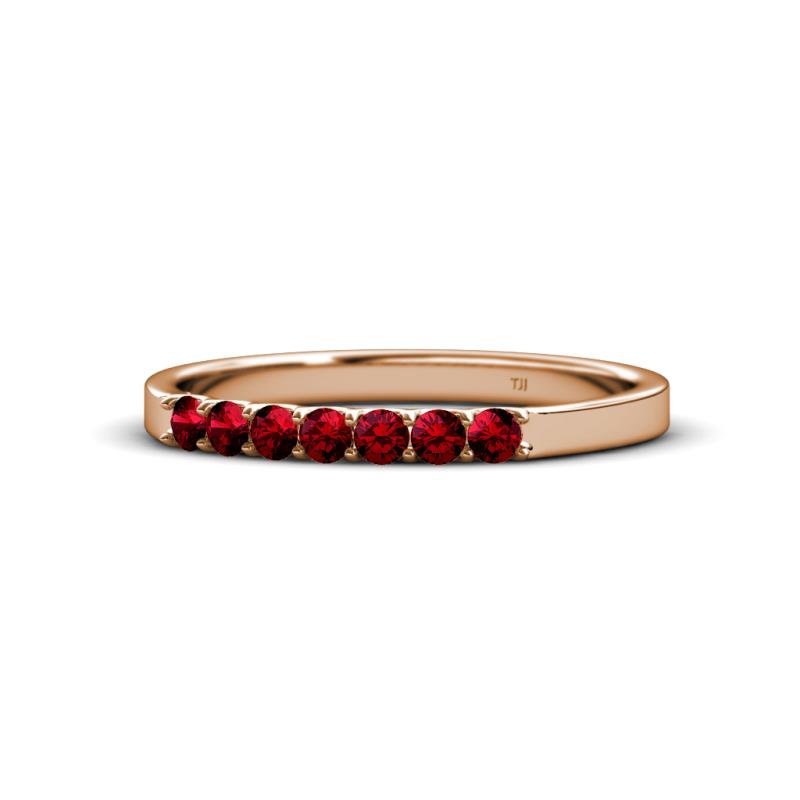 Fiala 2.00 mm Ruby 7 Stone Wedding Band 