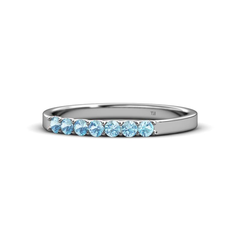 Fiala 2.00 mm Aquamarine 7 Stone Wedding Band 