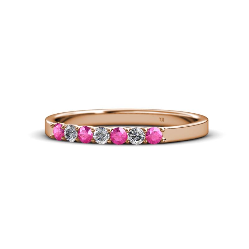 Fiala 2.00 mm Pink Sapphire and Diamond Wedding Band 
