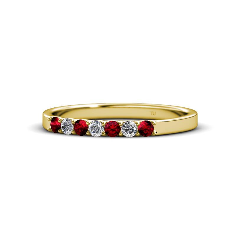 Fiala 2.00 mm Ruby and Diamond Wedding Band 