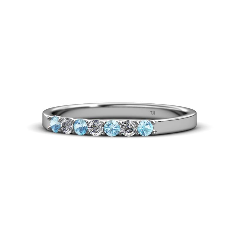 Fiala 2.00 mm Aquamarine and Diamond Wedding Band 