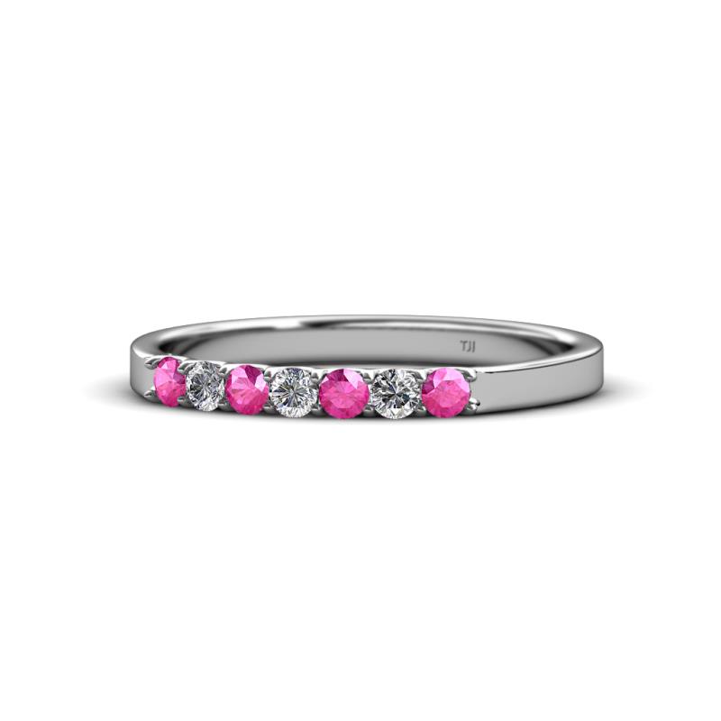 Fiala 2.00 mm Pink Sapphire and Diamond Wedding Band 
