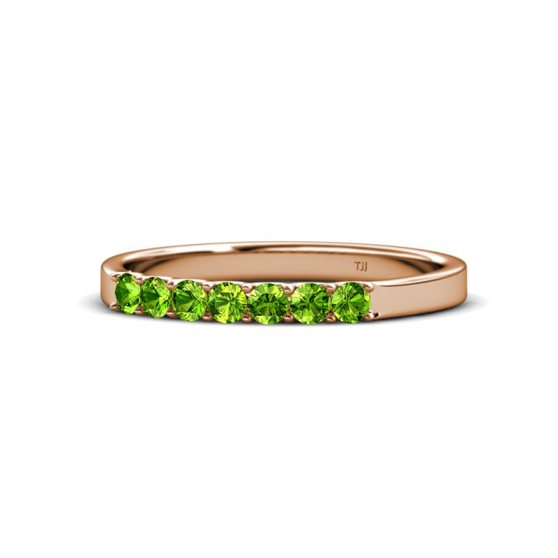 Fiala 2.40 mm Peridot 7 Stone Wedding Band 