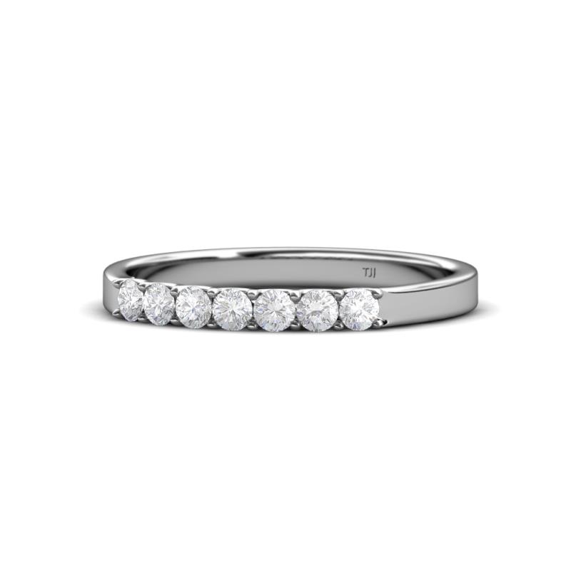 Fiala 2.40 mm White Sapphire 7 Stone Wedding Band 