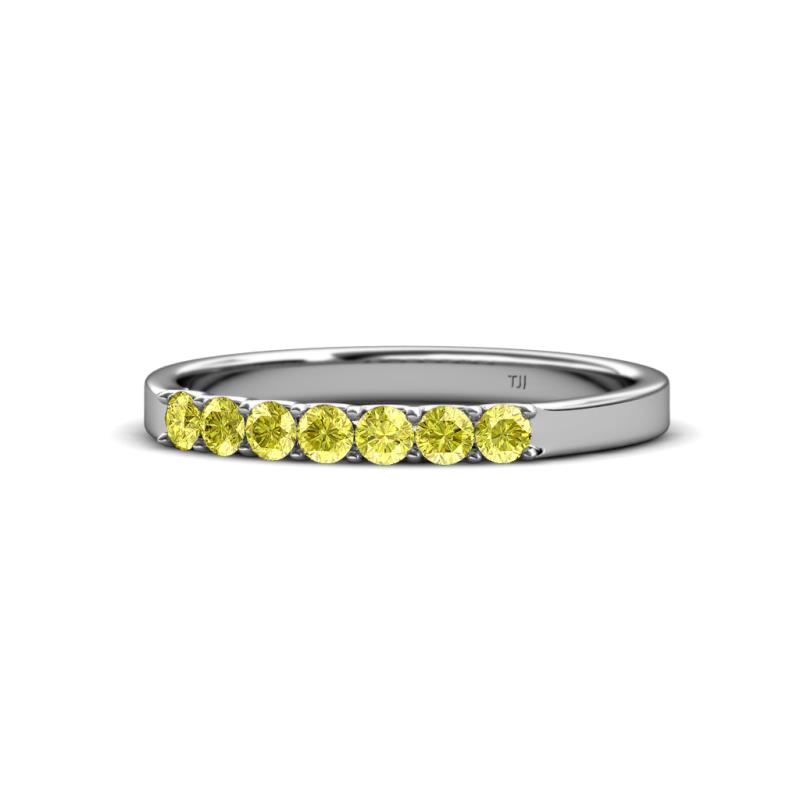 Fiala 2.40 mm Yellow Diamond 7 Stone Wedding Band 