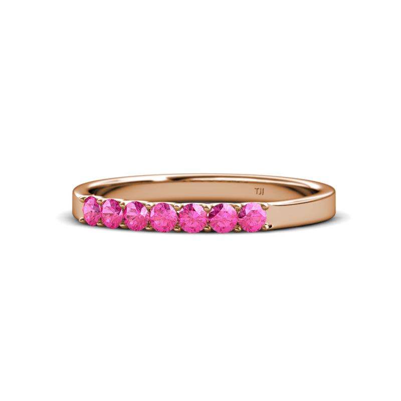 Fiala 2.40 mm Pink Sapphire 7 Stone Wedding Band 