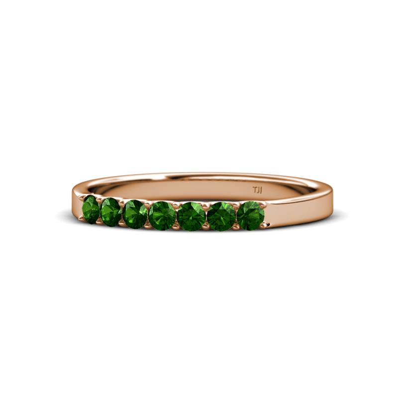 Fiala 2.40 mm Green Garnet 7 Stone Wedding Band 