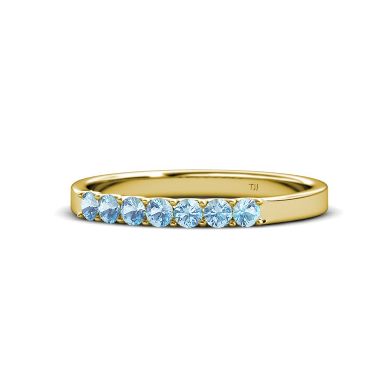 Fiala 2.40 mm Aquamarine 7 Stone Wedding Band 