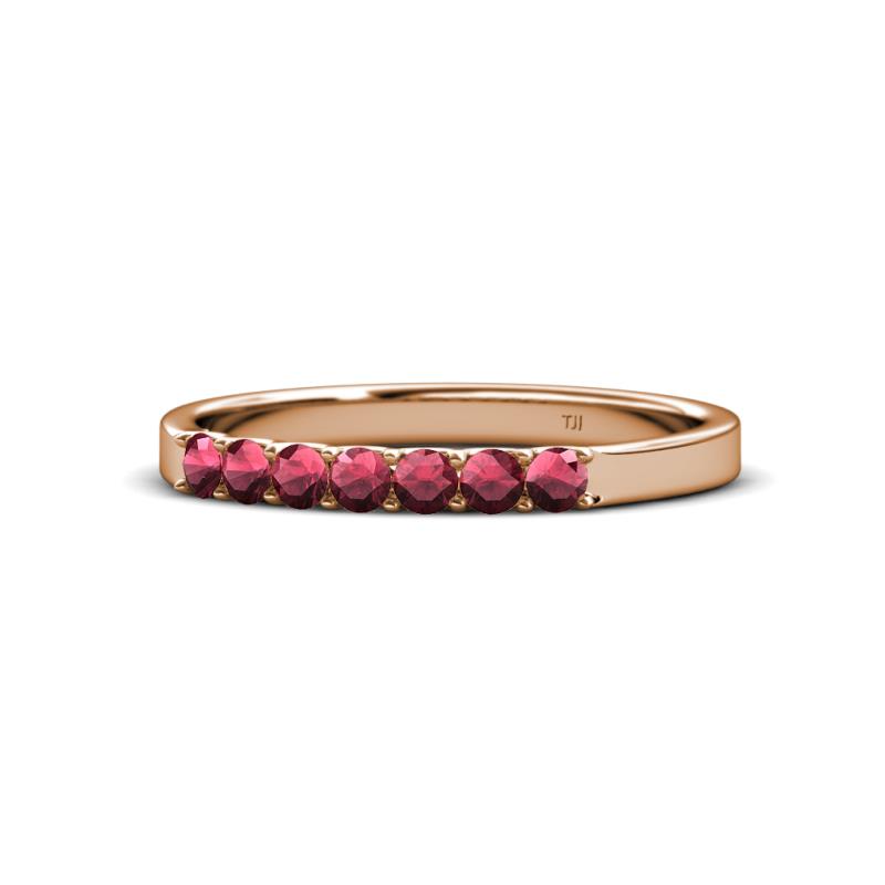 Fiala 2.40 mm Rhodolite Garnet 7 Stone Wedding Band 