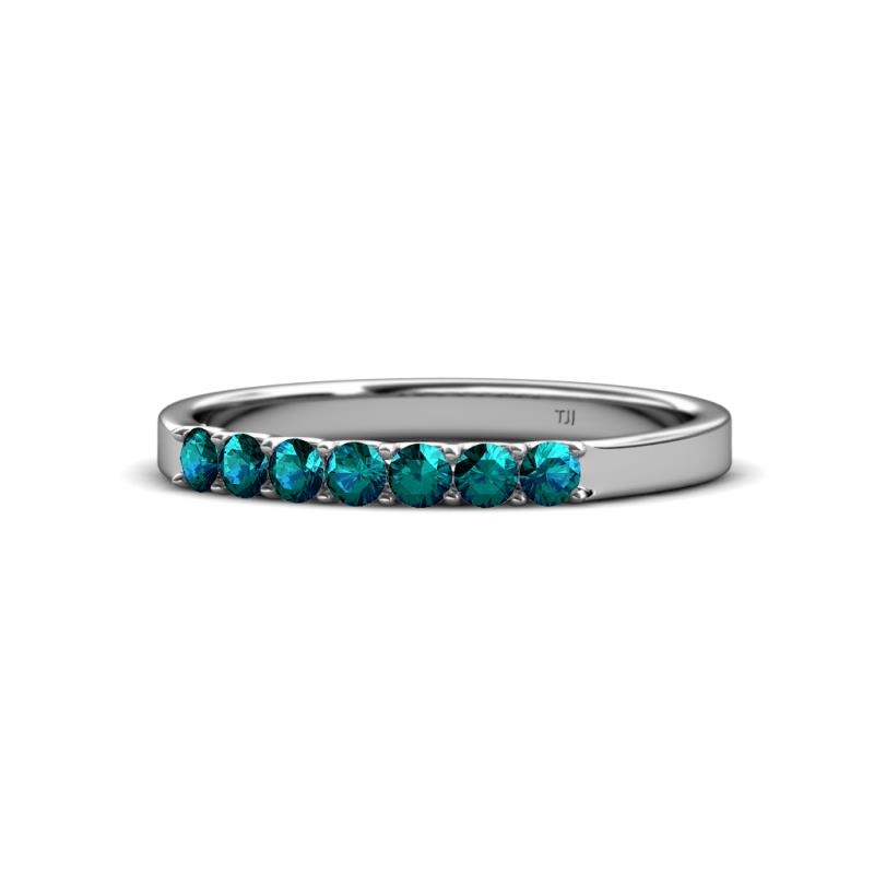Fiala 2.40 mm London Blue Topaz 7 Stone Wedding Band 