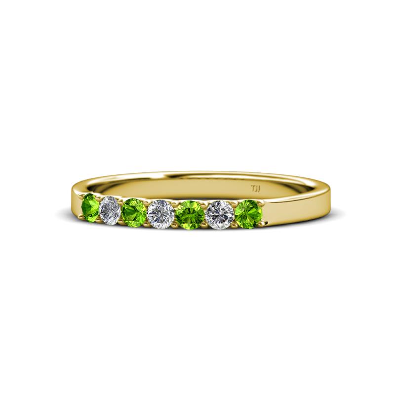 Fiala 2.40 mm Peridot and Diamond 7 Stone Wedding Band 