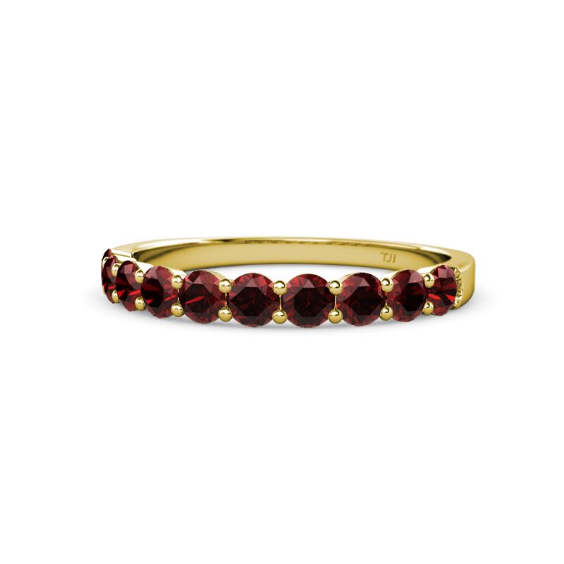 Clara 3.00 mm Red Garnet 10 Stone Wedding Band 