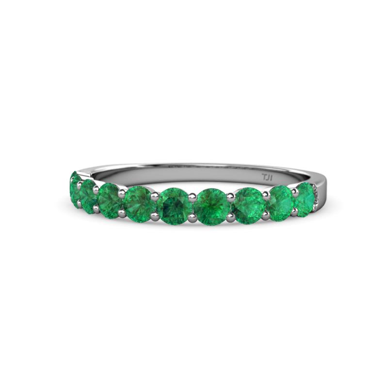 Clara 3.00 mm Emerald 10 Stone Wedding Band 