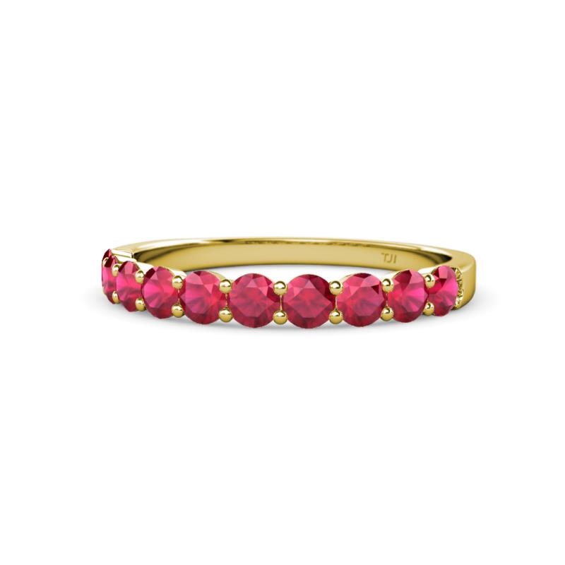 Clara 3.00 mm Ruby 10 Stone Wedding Band 