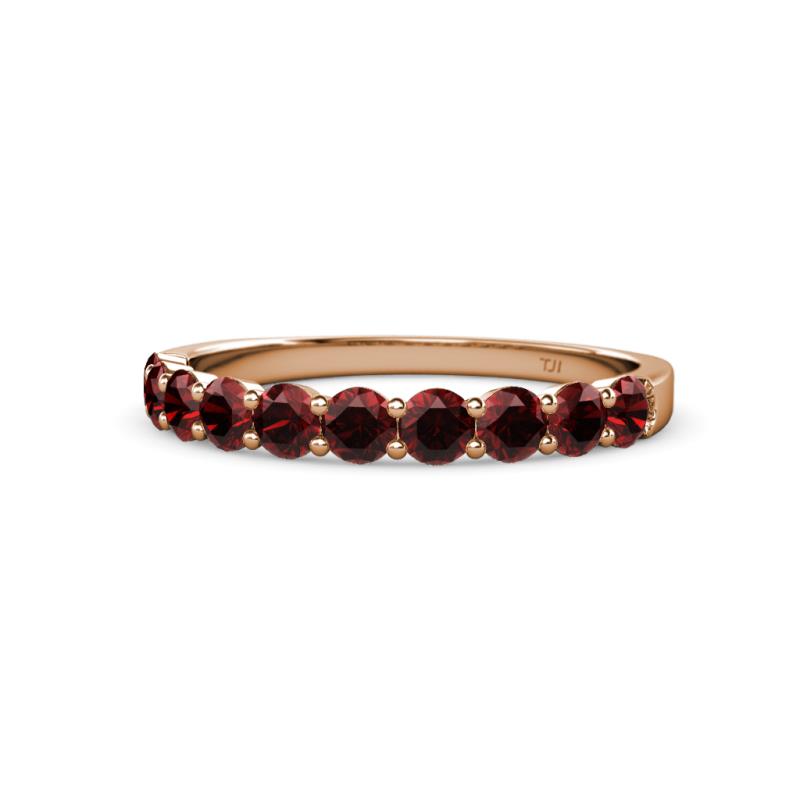 Clara 3.00 mm Red Garnet 10 Stone Wedding Band 