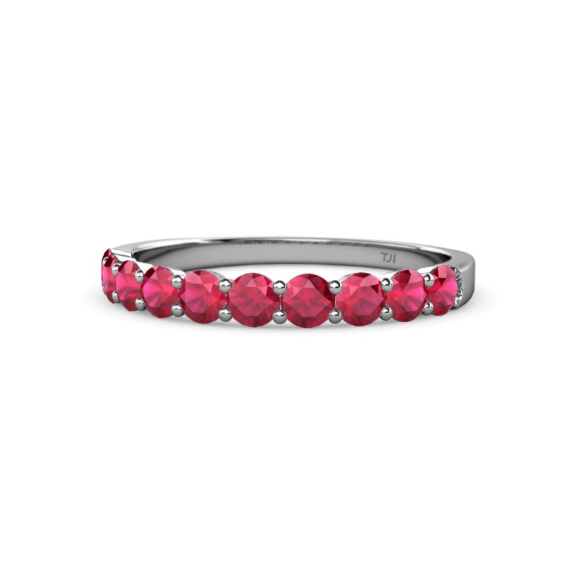 Clara 3.00 mm Ruby 10 Stone Wedding Band 