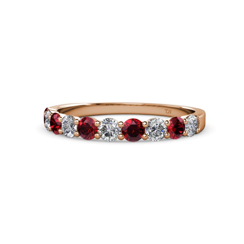 Clara 3.00 mm Ruby and Diamond 10 Stone Wedding Band 