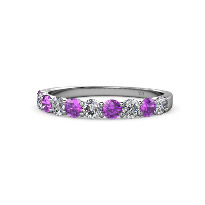 Clara 3.00 mm Amethyst and Diamond 10 Stone Wedding Band 