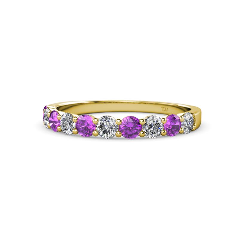 Clara 3.00 mm Amethyst and Diamond 10 Stone Wedding Band 