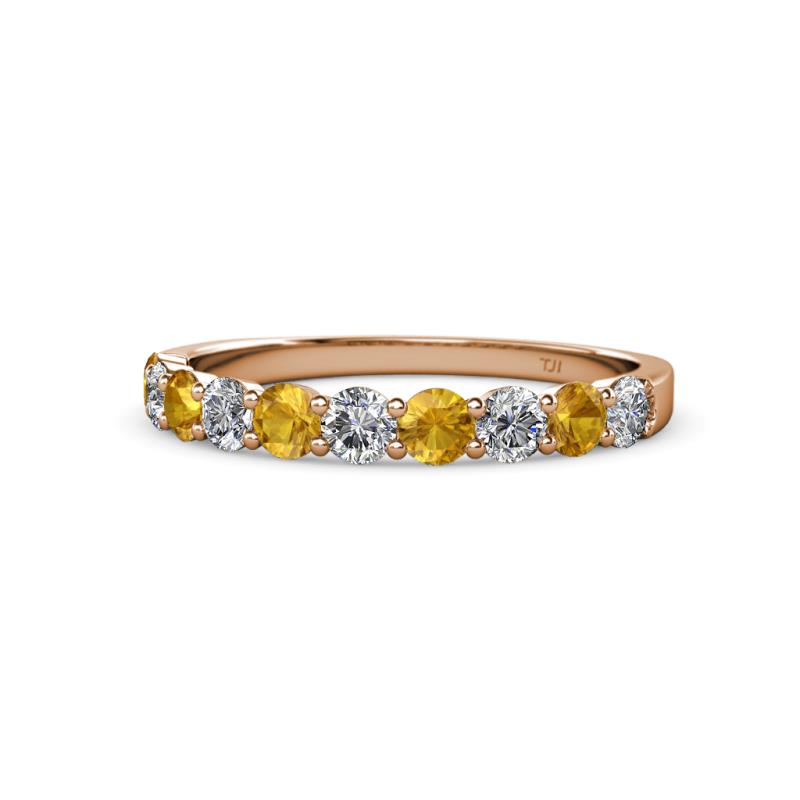 Clara 3.00 mm Citrine and Diamond 10 Stone Wedding Band 