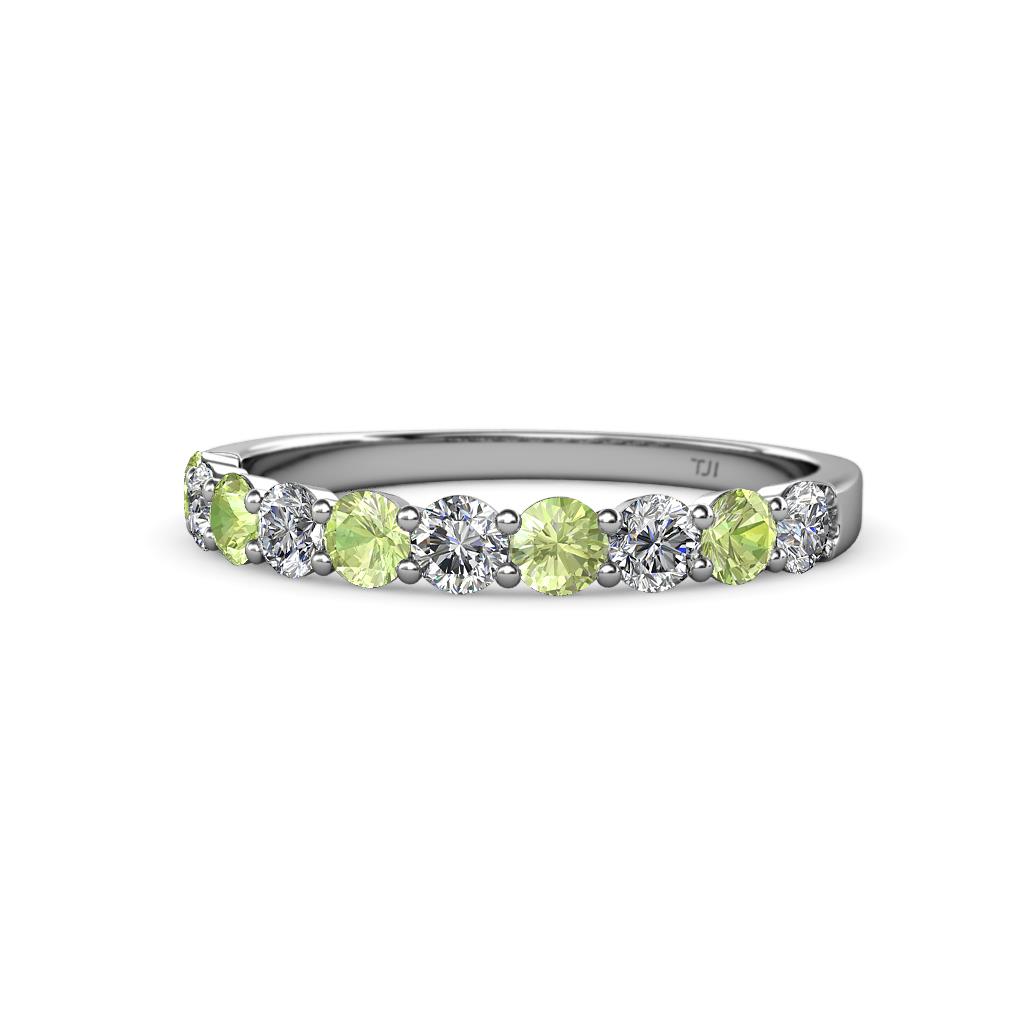Clara 3.00 mm Peridot and Diamond 10 Stone Wedding Band 