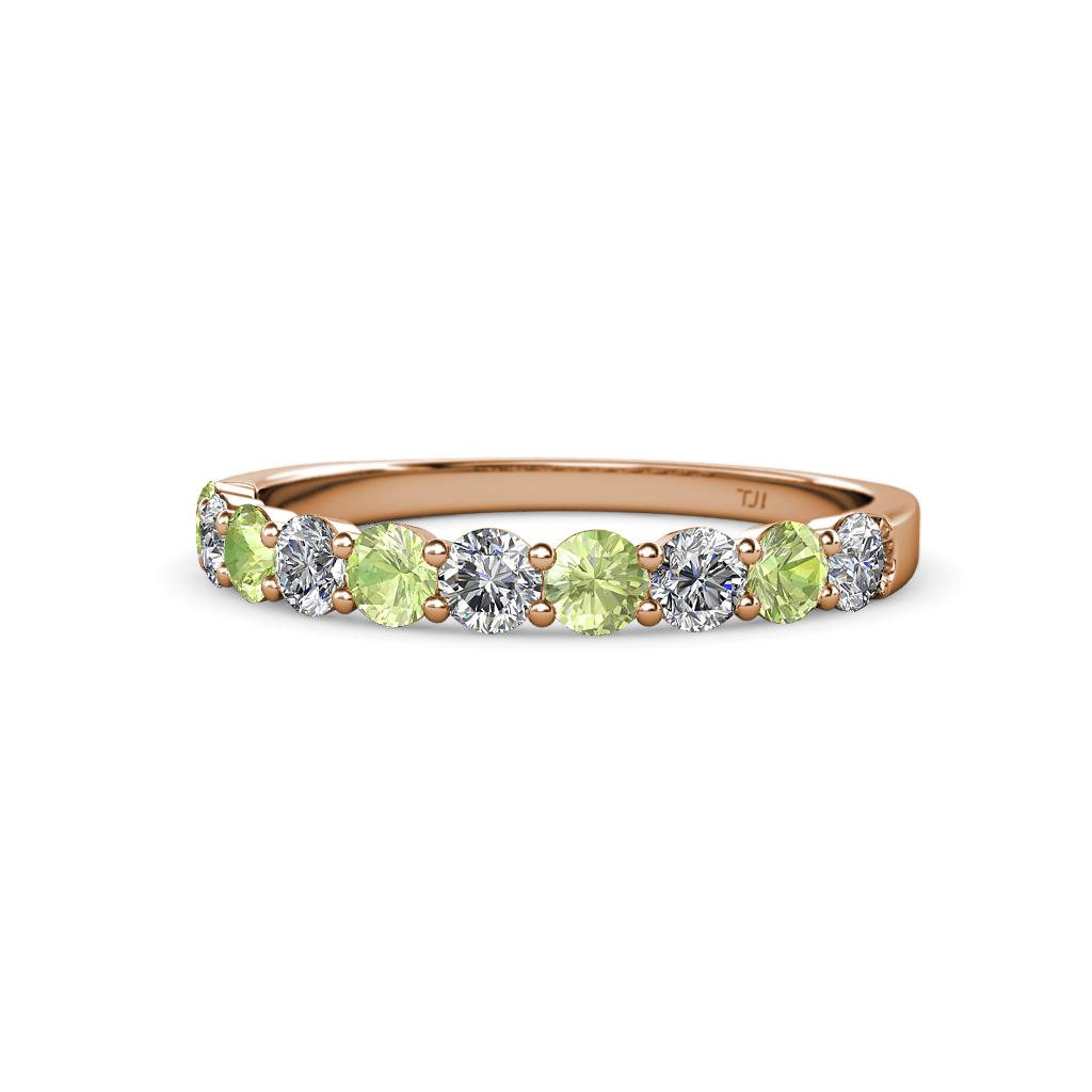 Clara 3.00 mm Peridot and Diamond 10 Stone Wedding Band 