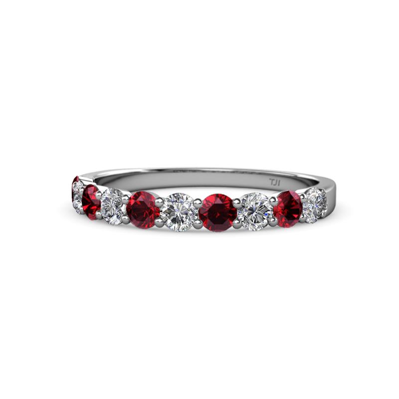Clara 3.00 mm Ruby and Diamond 10 Stone Wedding Band 
