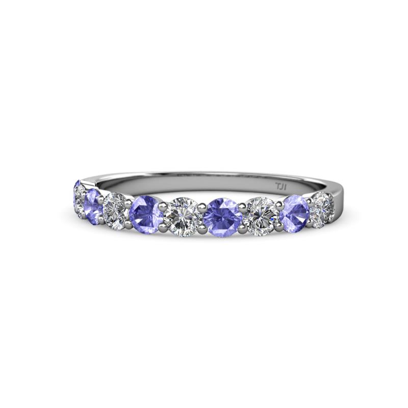 Clara 3.00 mm Tanzanite and Diamond 10 Stone Wedding Band 