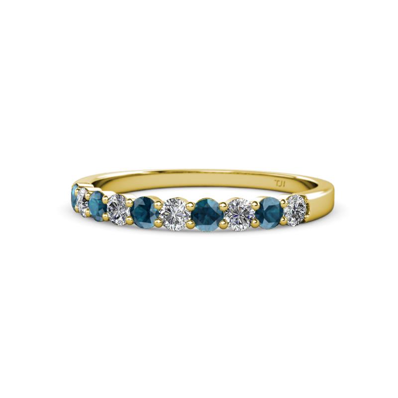 Clara 2.70 mm London Blue Topaz and Diamond 10 Stone Wedding Band 