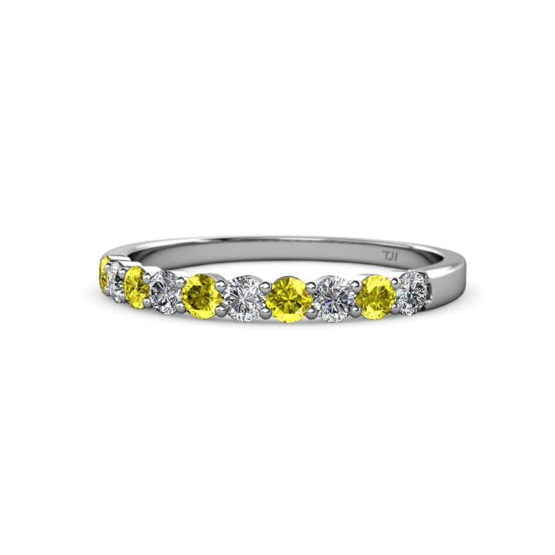 Clara 2.70 mm Yellow and White Diamond 10 Stone Wedding Band 